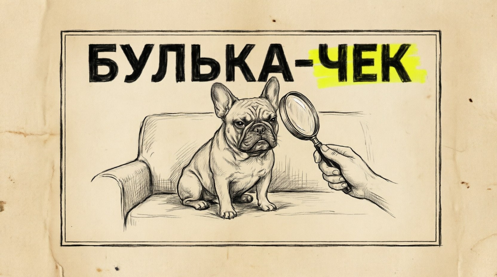 Иллюстрация Булька-чек с французским бульдогом
